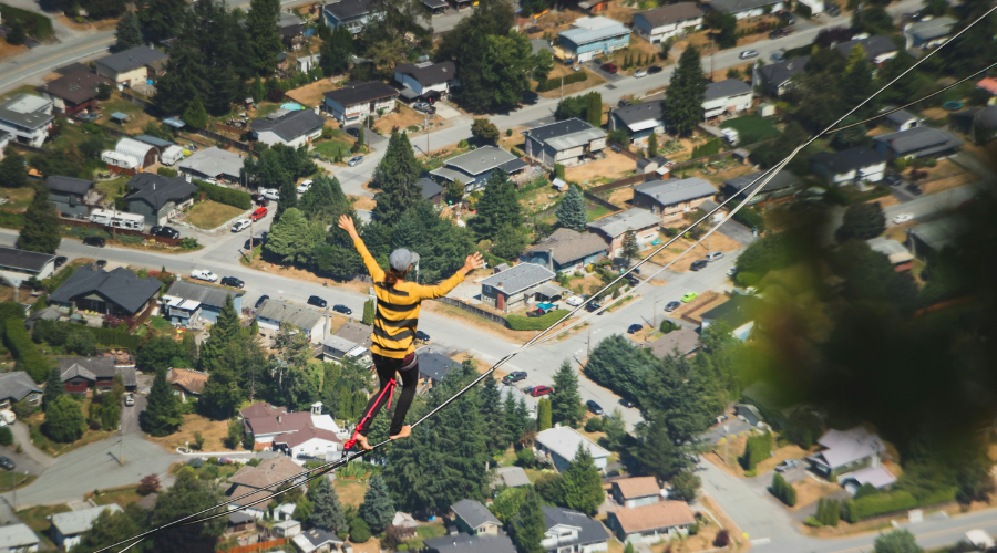 Woman Balancing on Rope